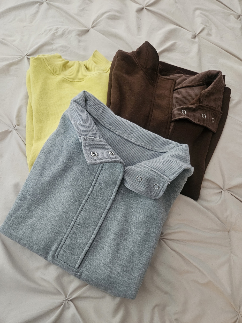Amazon Women's Sweatshirts Bundle - Gray, Brown And Aerie Yellow Mockneck.
